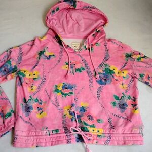 Love Shack‎ Fancy Beach Riot Hoodie XS Jenna Sweater Hibiscus Boho Peasant
